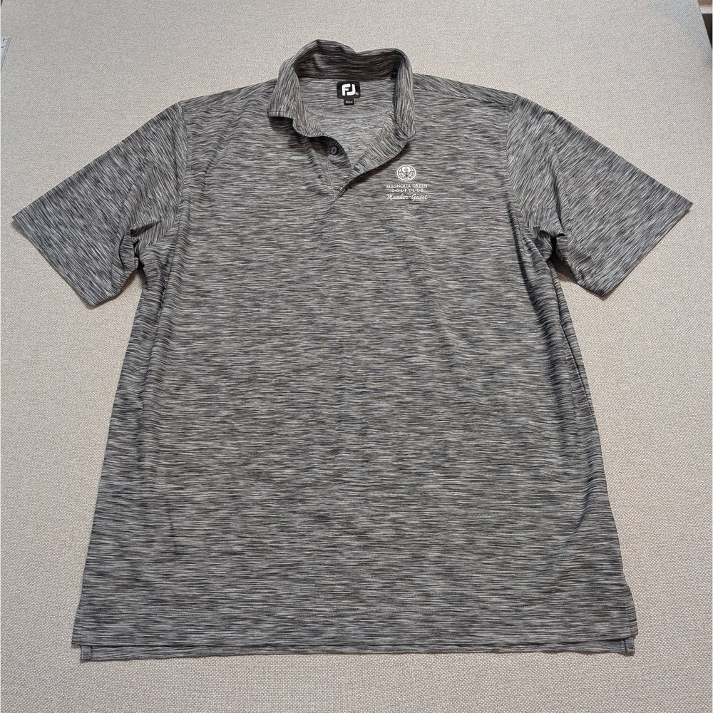 FootJoy Polo Shirt Men's XL Gray Heather Magnolia Green Golf Club Performance